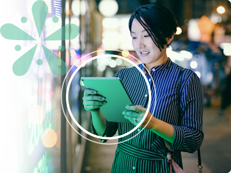 Woman reading news on a tablet