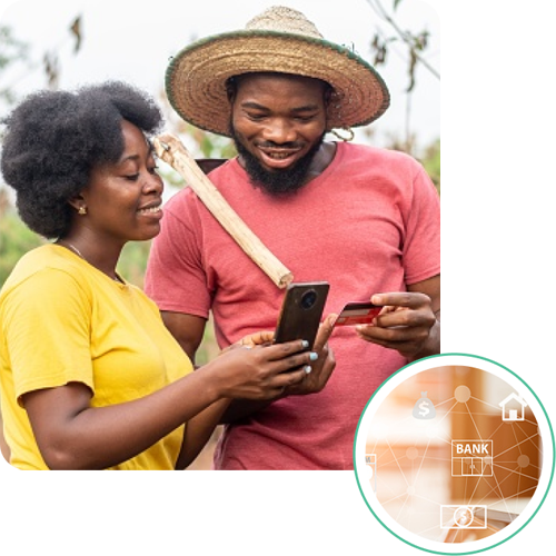 Man and woman making mobile purchase